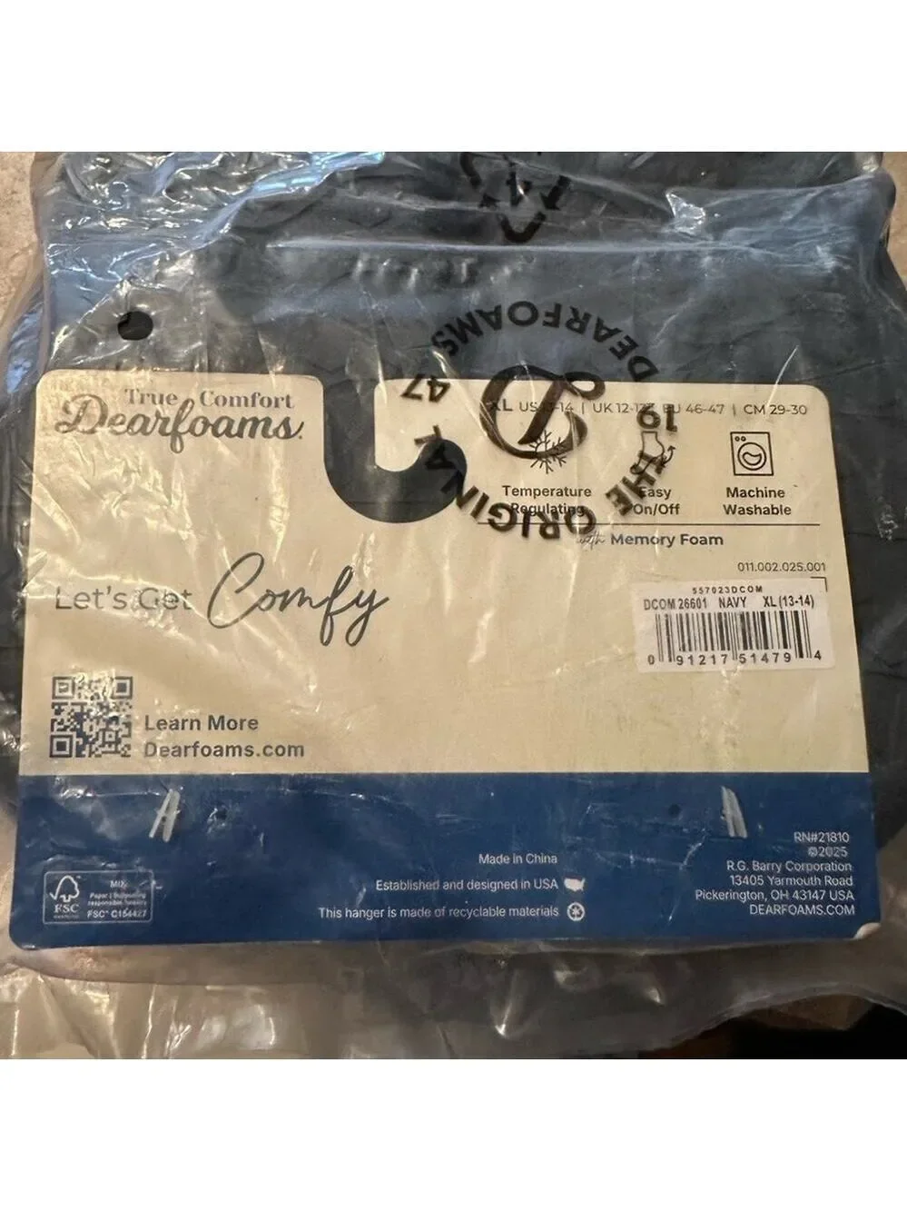 NWT Dearfoams Navy Slippers